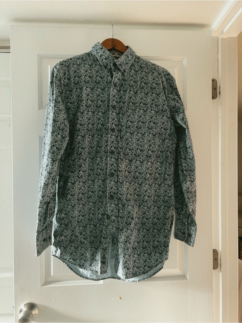 Men's Blue Floral Button-Down Shirt